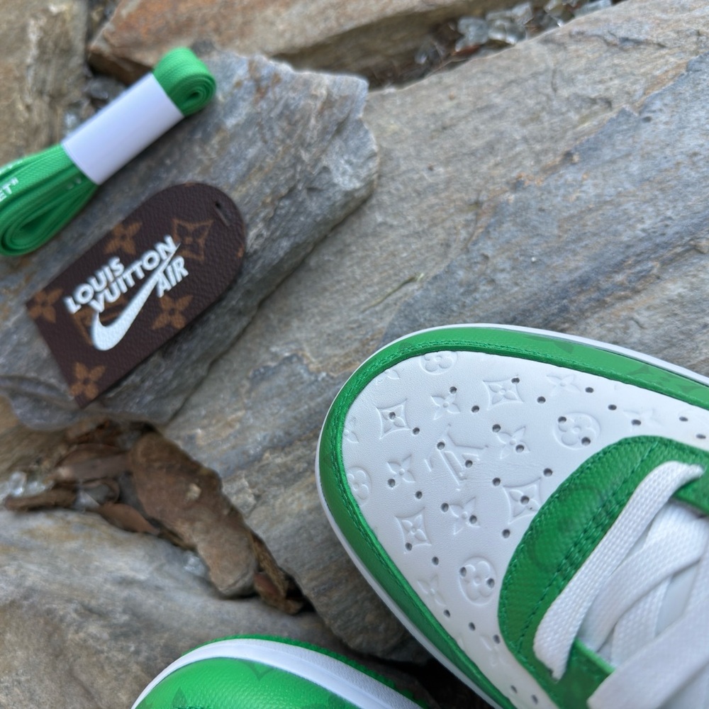 Louis Vuitton x Nike Air Force 1 Green (No Box) - Picture 7 of 9